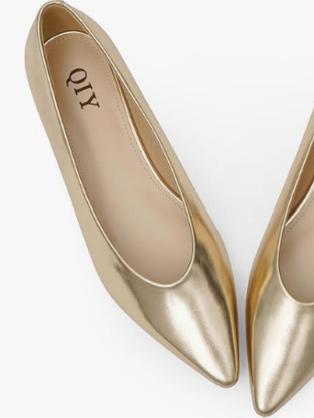 Gold Pointed Toe Ballet Flats – Size 8